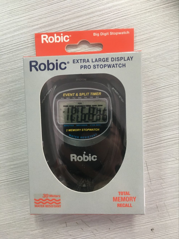 What's in the Box? Your Robic SC-539 Stopwatch comes with the Stopwatch, Nylon Lanyard with Adjustable keeper, long life battery, clear, easy to follow Instruction Booklet and one year factory warranty