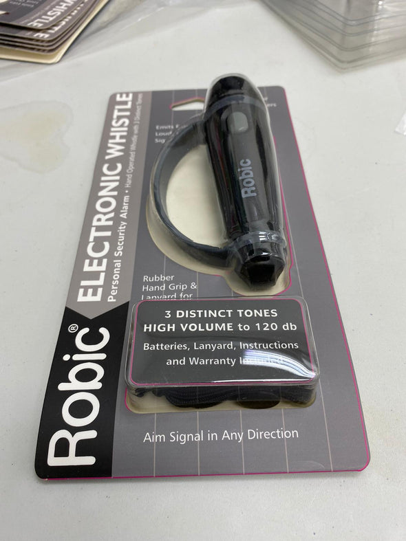 What's in the Box? Your Robic Whistle in  Black comes with the Whistle, Nylon Lanyard with Adjustable keeper, long life battery, clear, easy to follow Instruction Booklet and one year factory warranty.